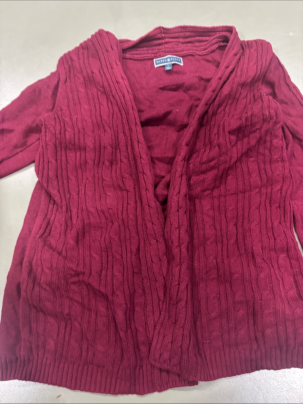 Karen Scott Women's Berry Cable-Knit Open Cardigan